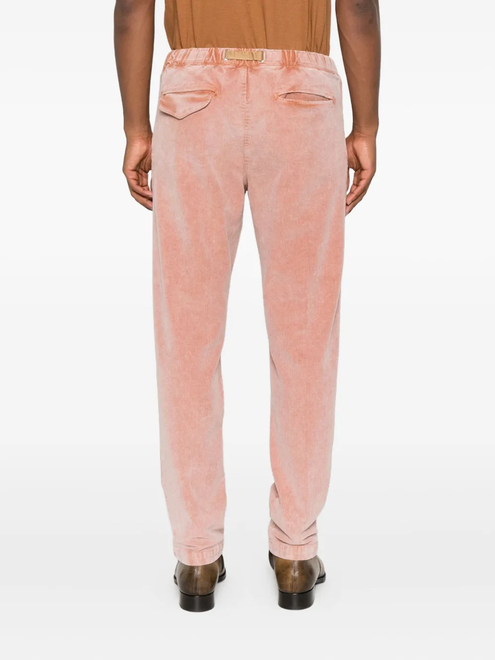 White Sand Washed-out Corduroy Drawstring Trousers In Pink