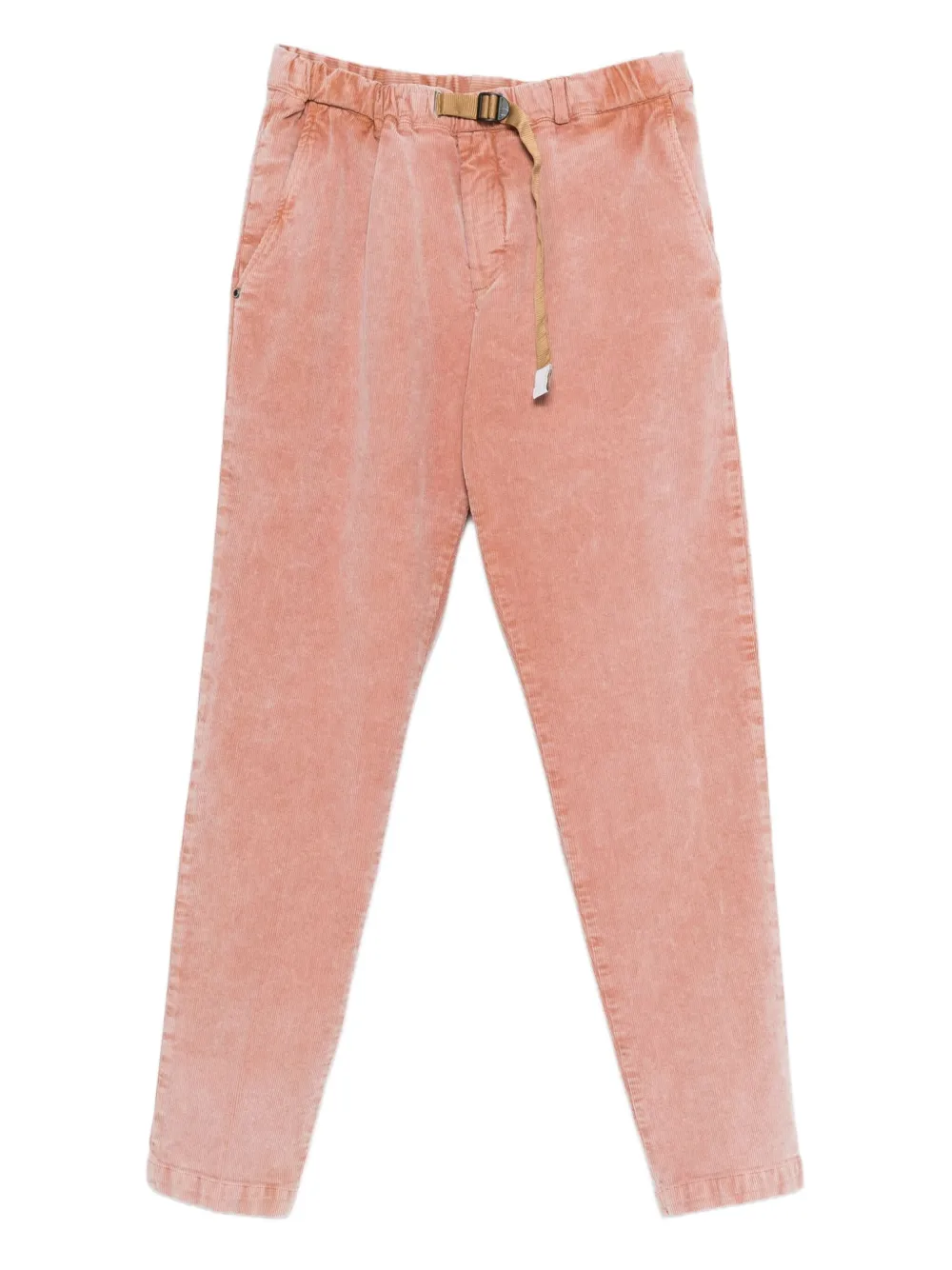 White Sand Washed-out Corduroy Drawstring Trousers In Pink