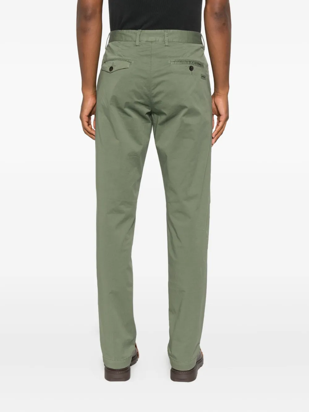 White Sand Katoenen broek met platte voorkant Groen