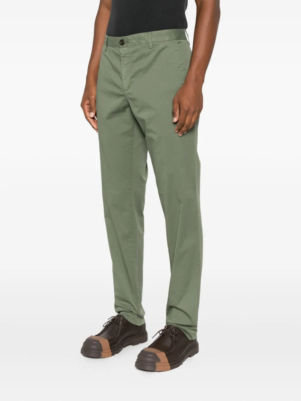 White Sand Katoenen broek met platte voorkant Groen