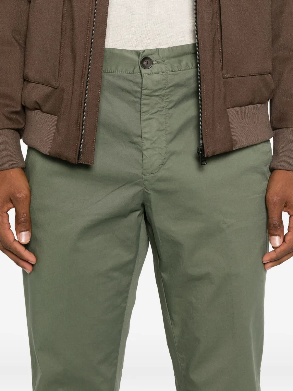 White Sand Katoenen broek met platte voorkant Groen