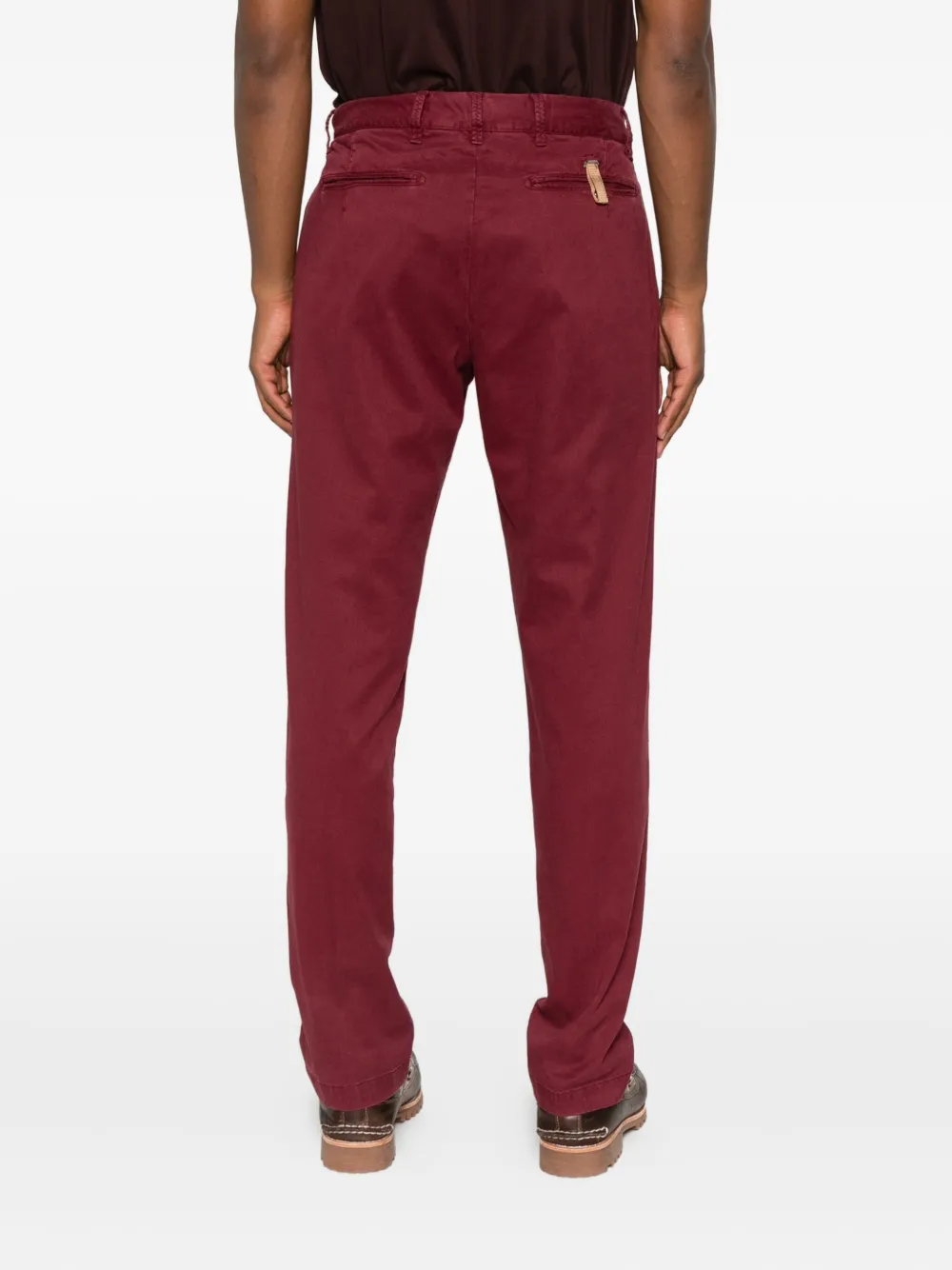 White Sand Jack Twill Trousers In Burgundy