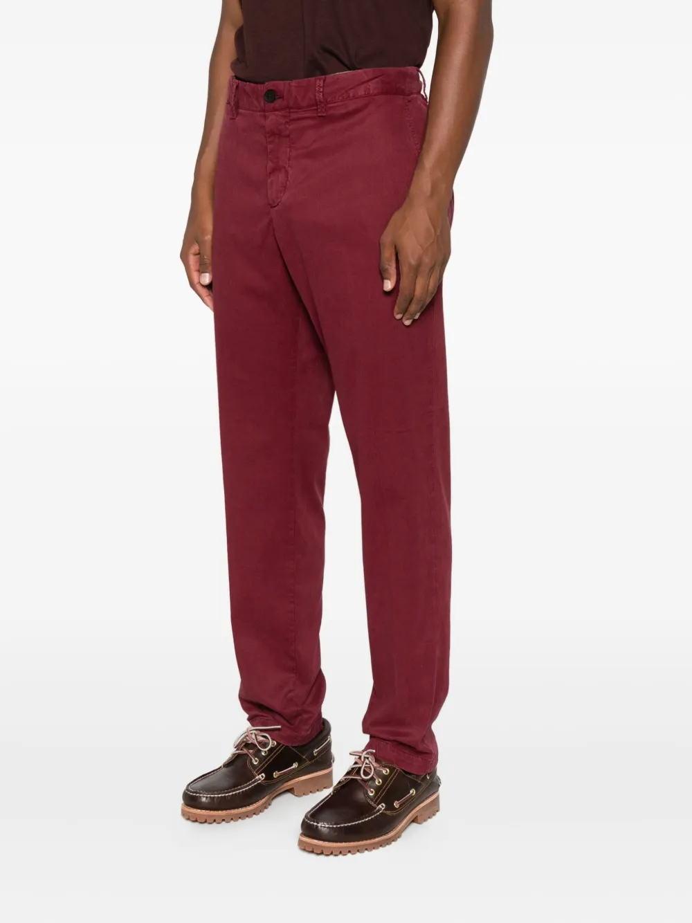 White Sand Jack Twill Trousers In Burgundy