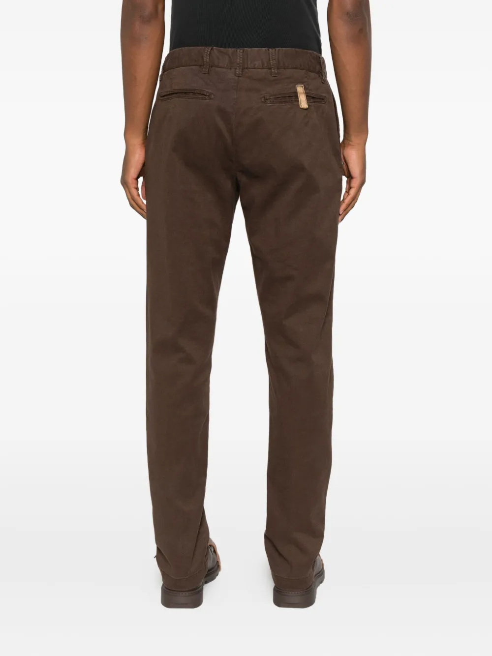White Sand Button-fastening Cotton Trousers In Brown
