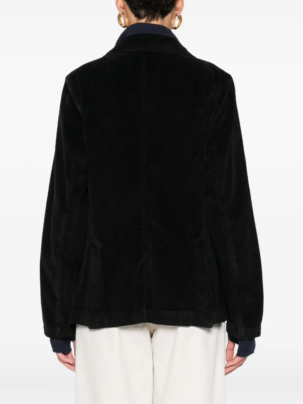 True Avenue Corduroy Double-breasted Blazer In Black