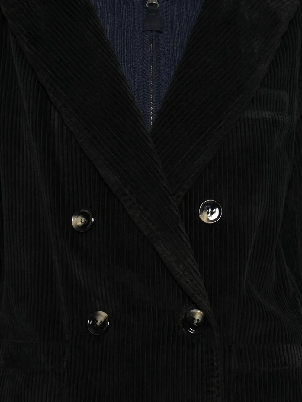 True Avenue Corduroy Double-breasted Blazer In Black