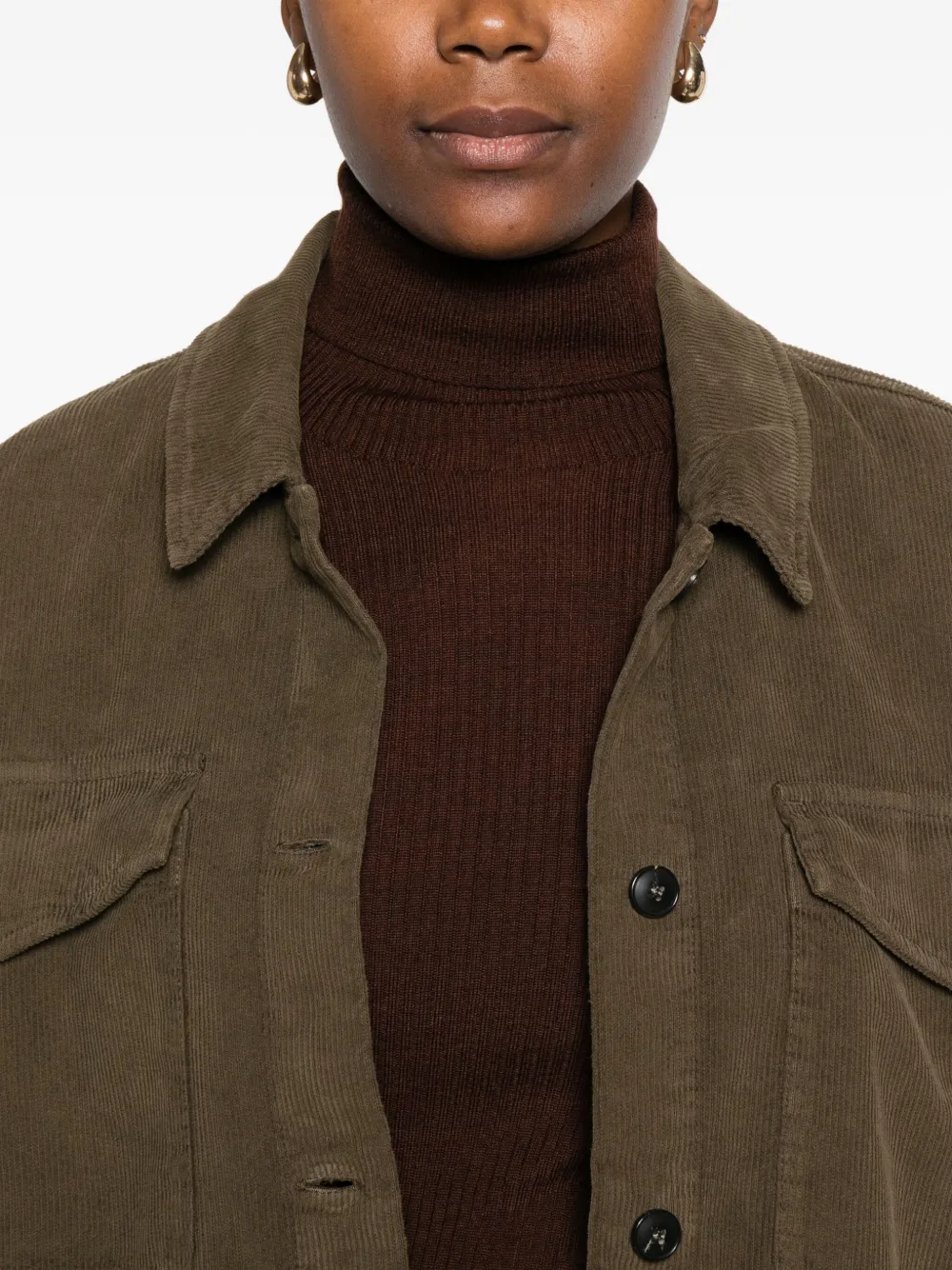 True Avenue Button-down Jacket In Green