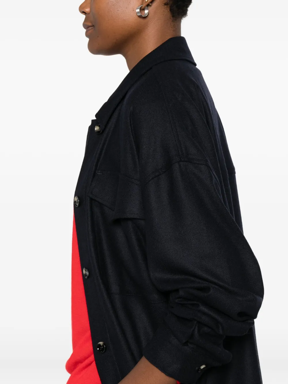 True Avenue Button-down Flap-pocket Jacket In Blue