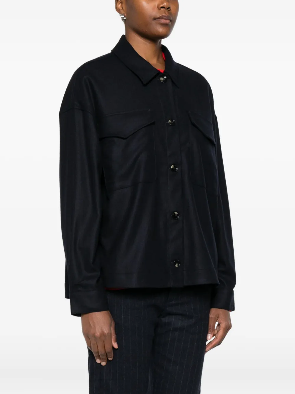 True Avenue Button-down Flap-pocket Jacket In Blue