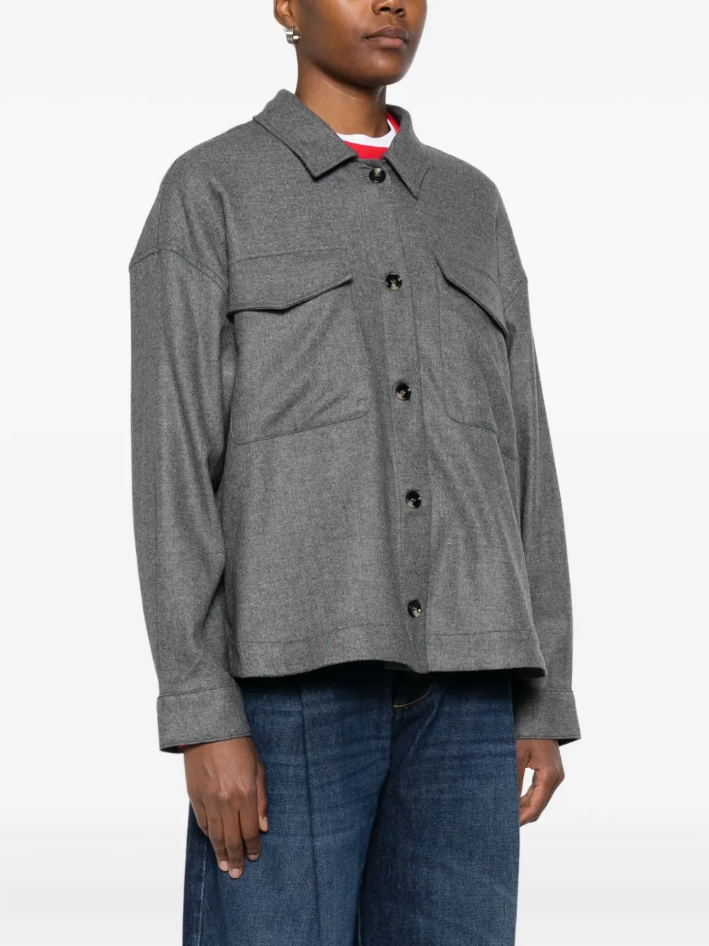 True Avenue Button-down Pocket Jacket In Gray