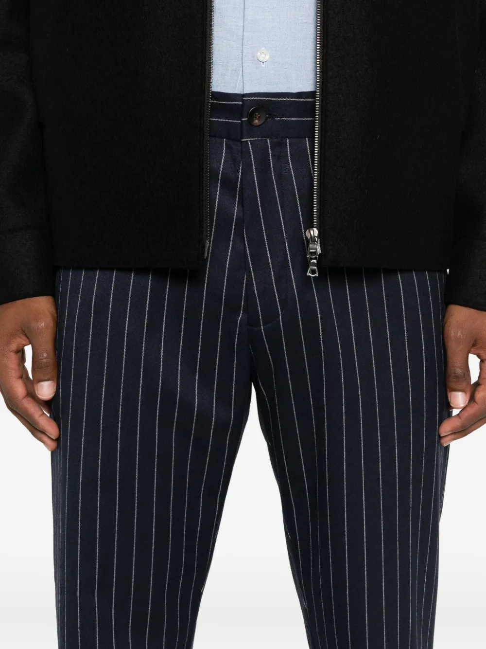 White Sand Jack Pinstripe-pattern Flannel Trousers In Blue