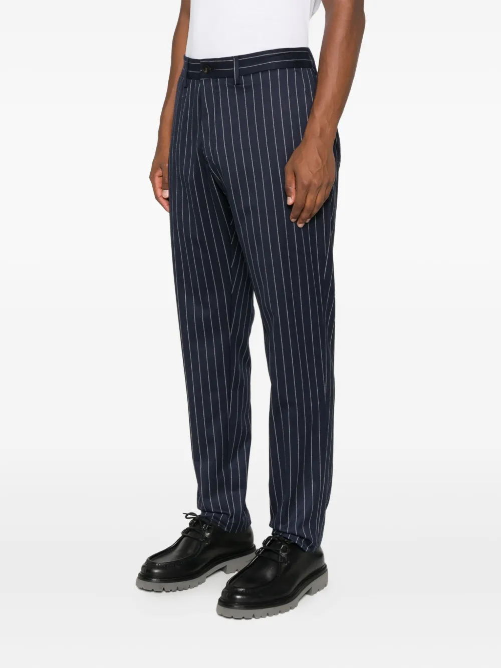 White Sand Jack Pinstripe-pattern Flannel Trousers In Blue