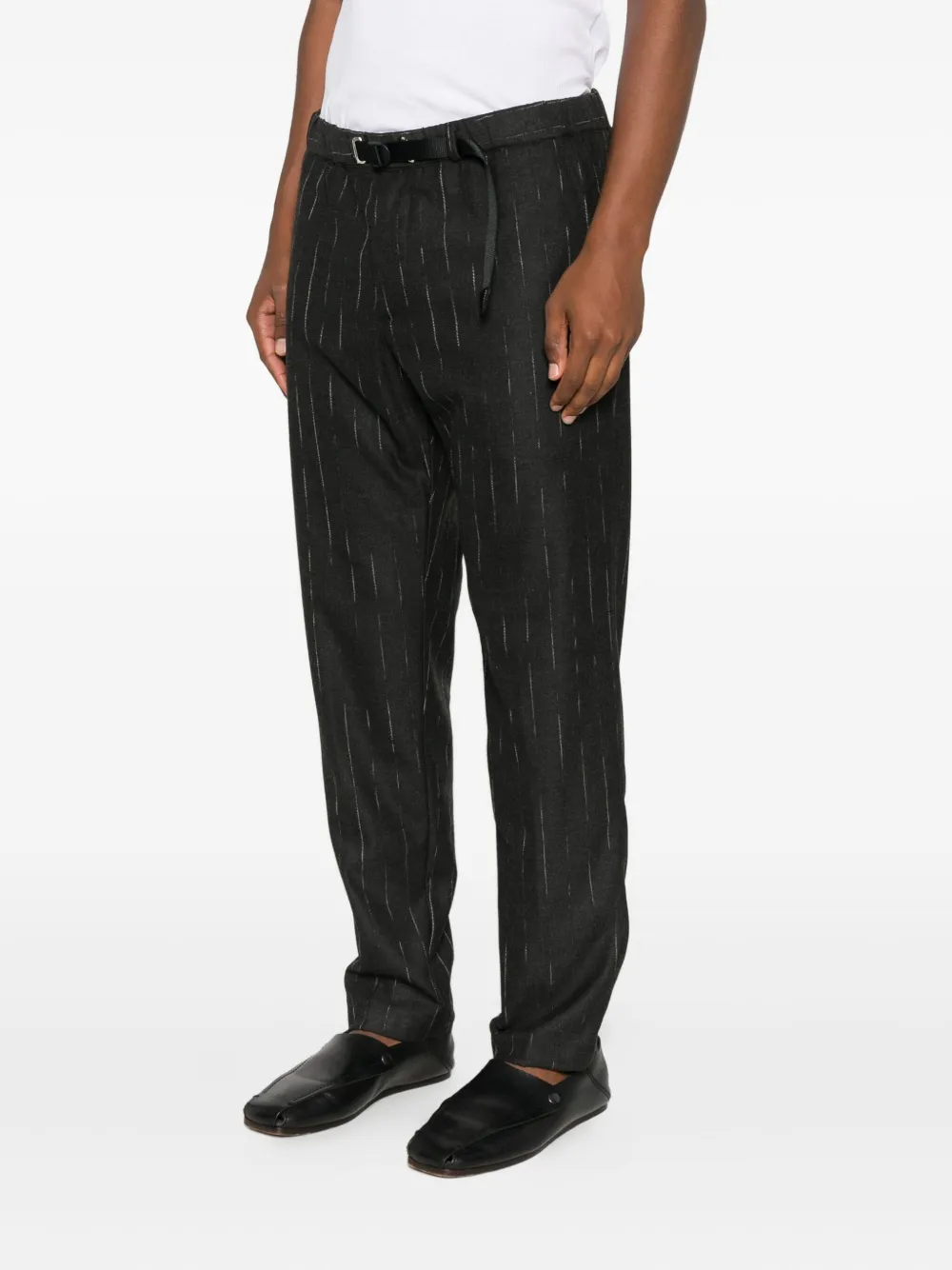 White Sand Greg Pinstripe-pattern Drawstring Trousers In Gray