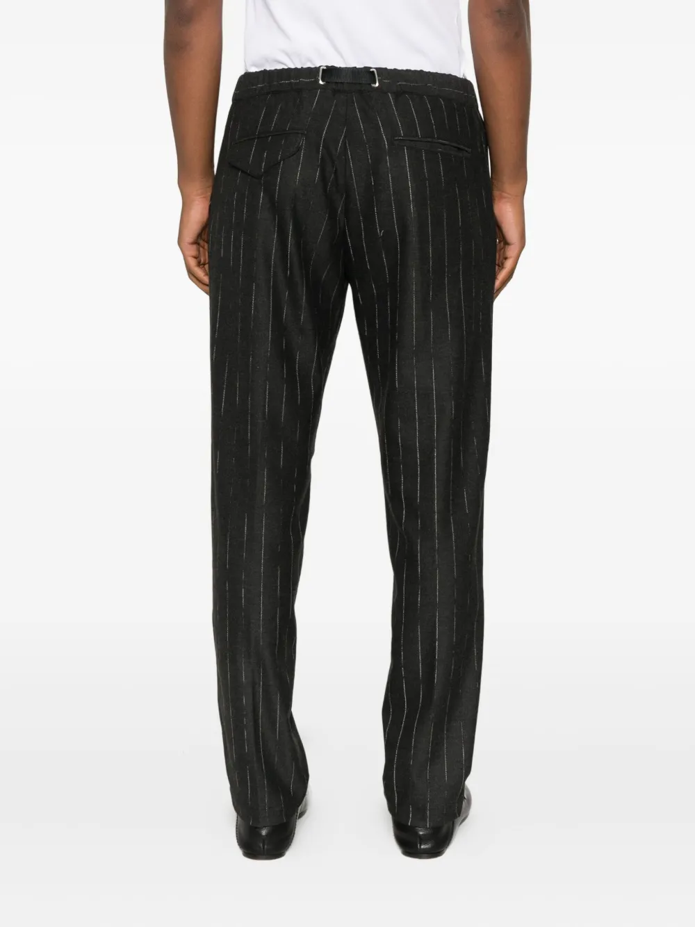 White Sand Greg Pinstripe-pattern Drawstring Trousers In Gray