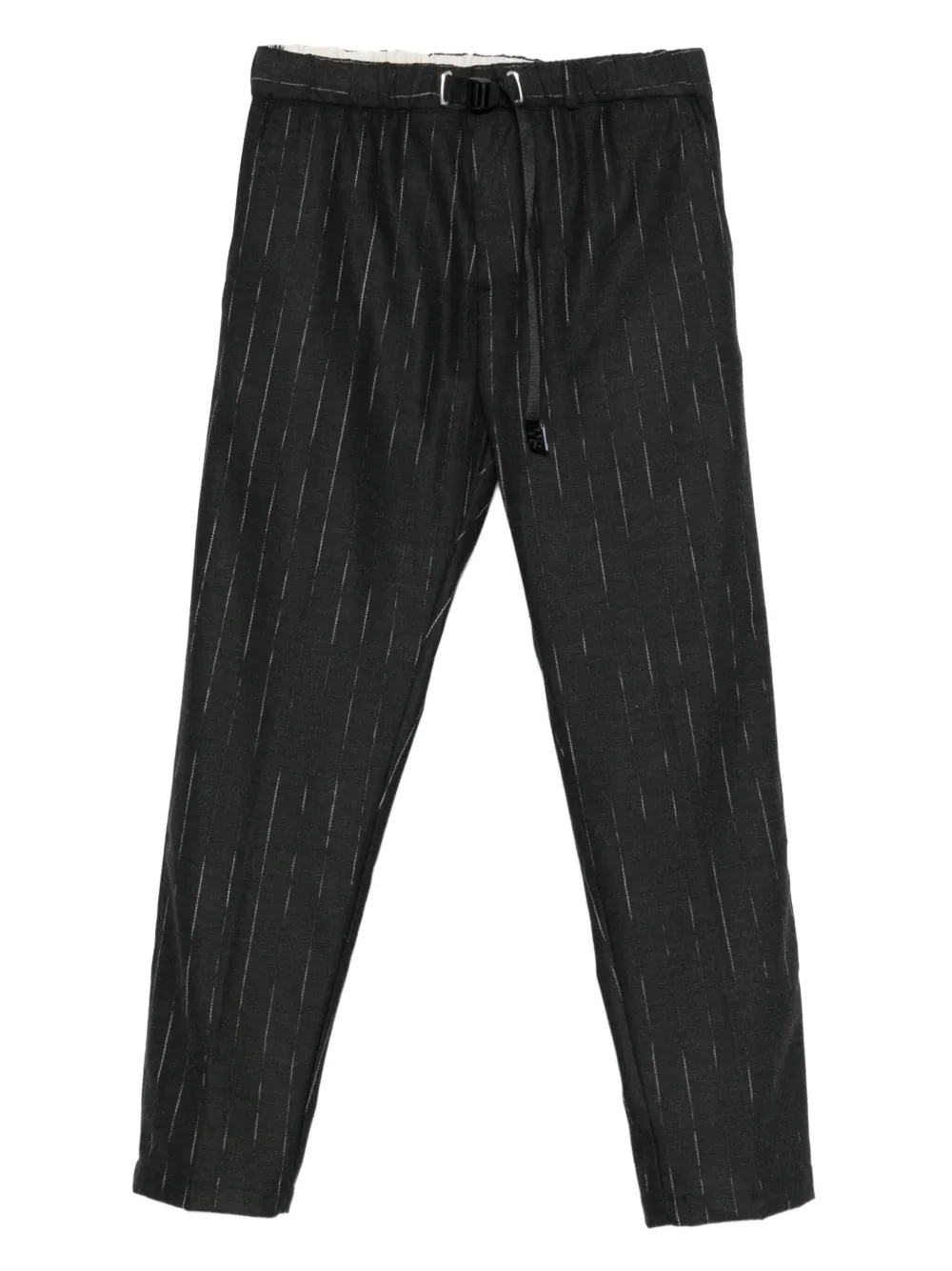 White Sand Greg Pinstripe-pattern Drawstring Trousers In Gray