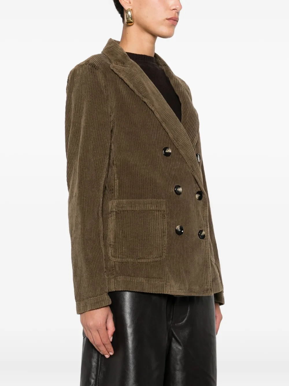 True Avenue Corduroy Double-breasted Jacket In Brown
