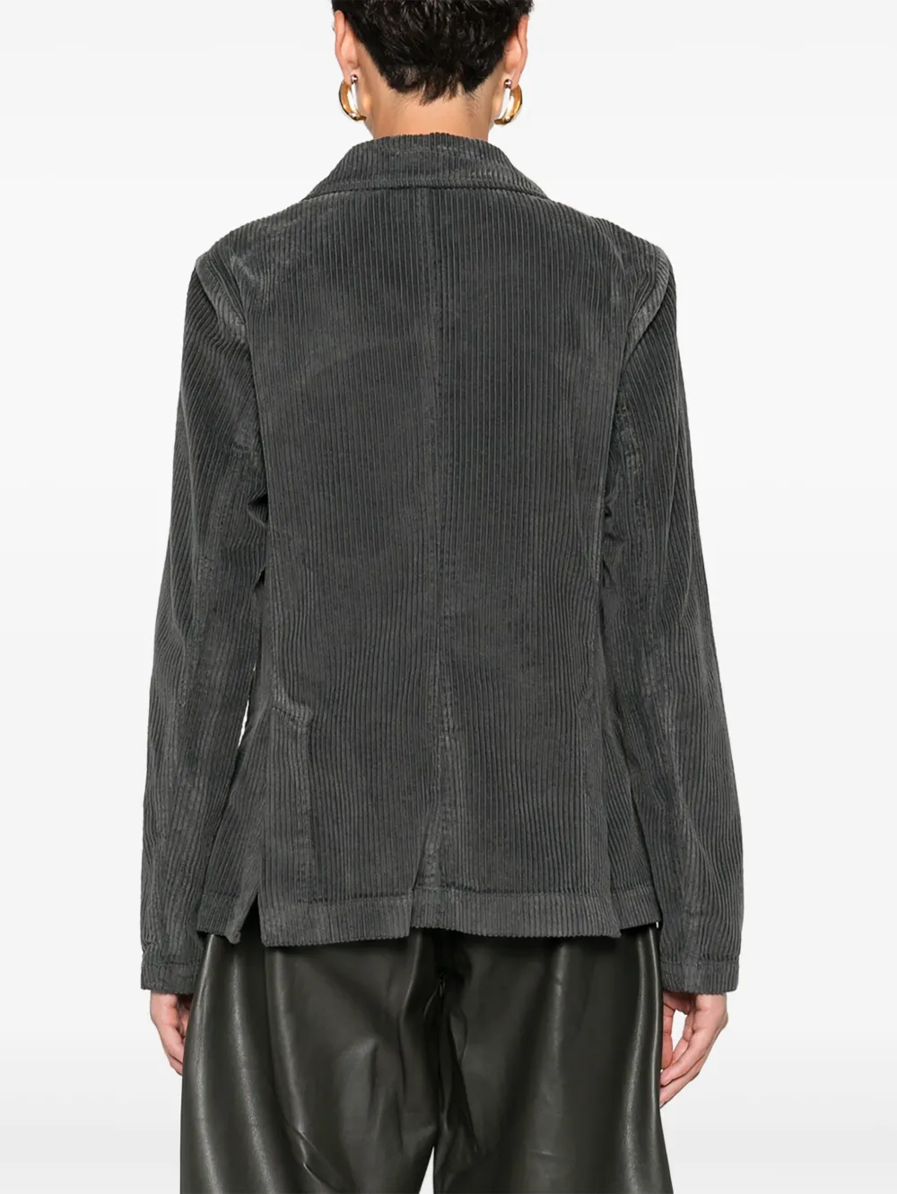 True Avenue Corduroy Double-breasted Blazer In Gray