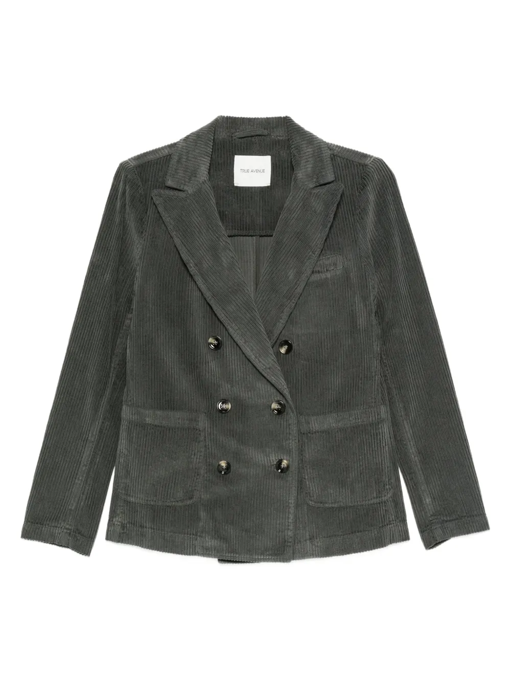 True Avenue Corduroy Double-breasted Blazer In Gray