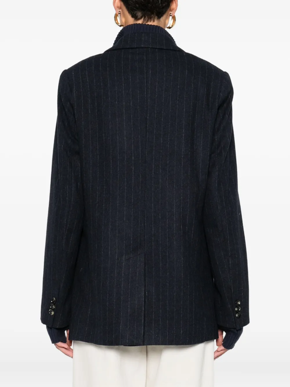 True Avenue Pinstripe Single-breasted Blazer In Black