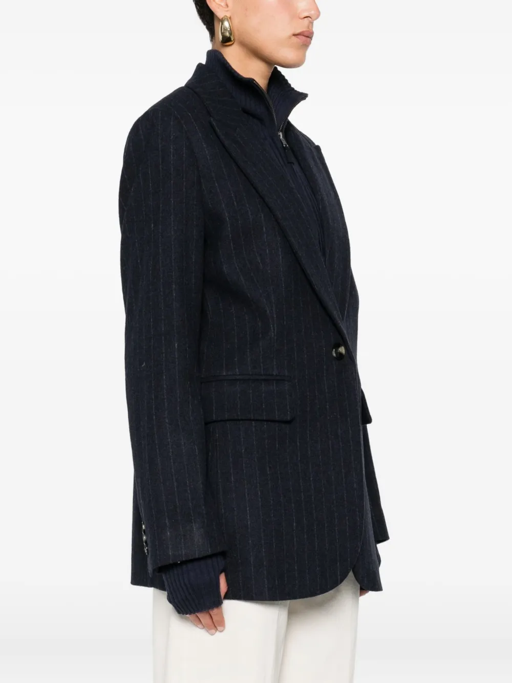 True Avenue Pinstripe Single-breasted Blazer In Black