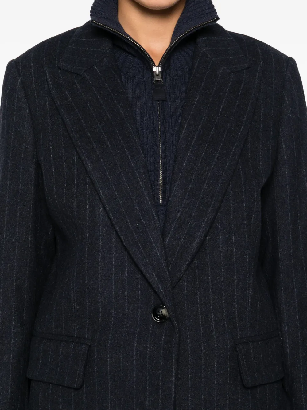 True Avenue Pinstripe Single-breasted Blazer In Black