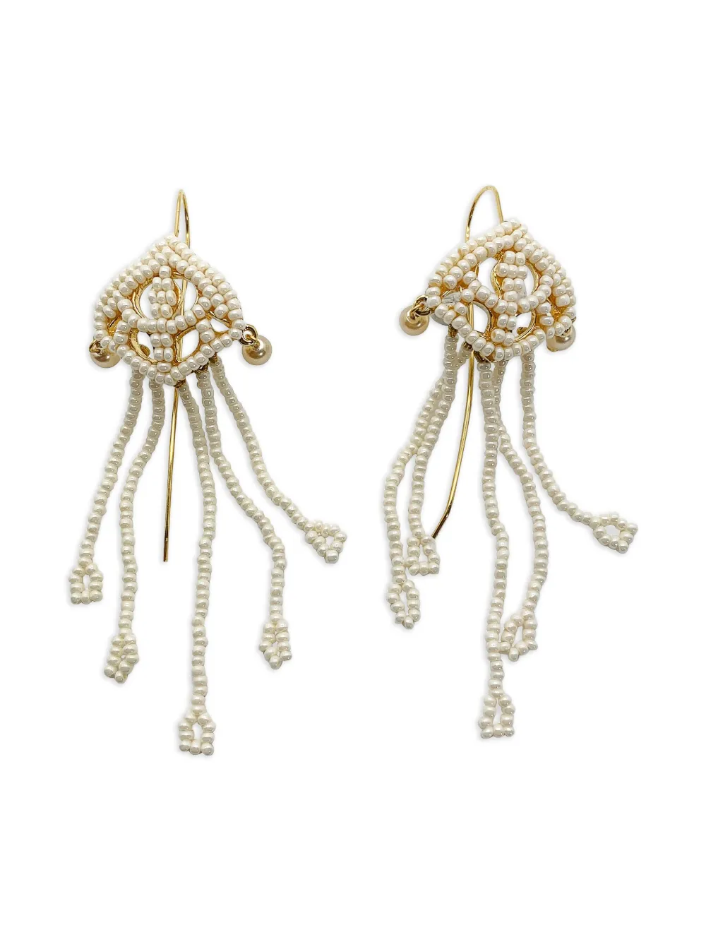 Pre-owned Dior Seed Pearl Choker Necklace Earrings Set In Gold