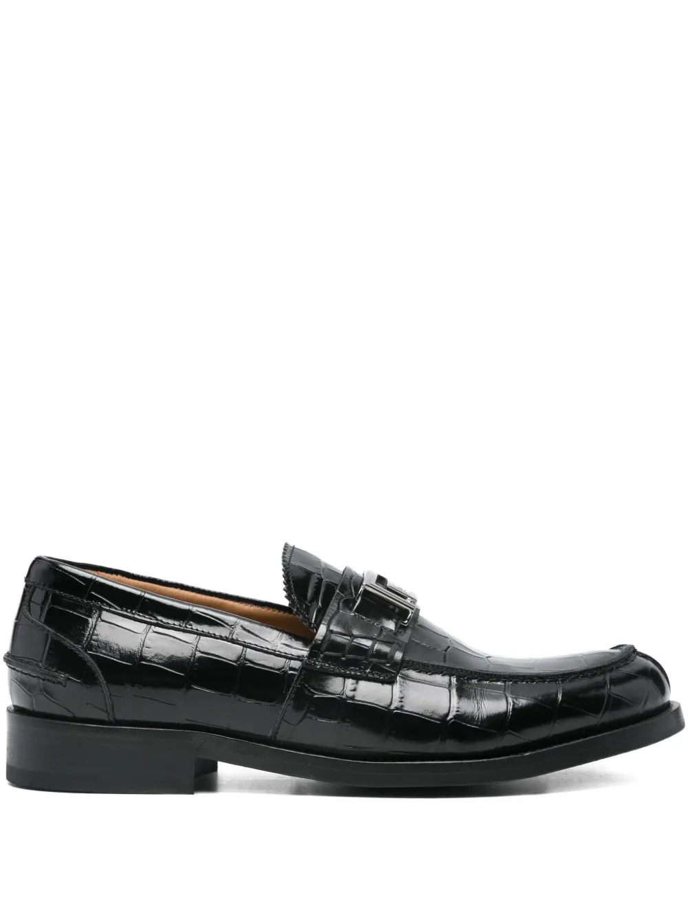 Versace Pre-Owned Greca crocodile-effect loafers | Black | Image 1