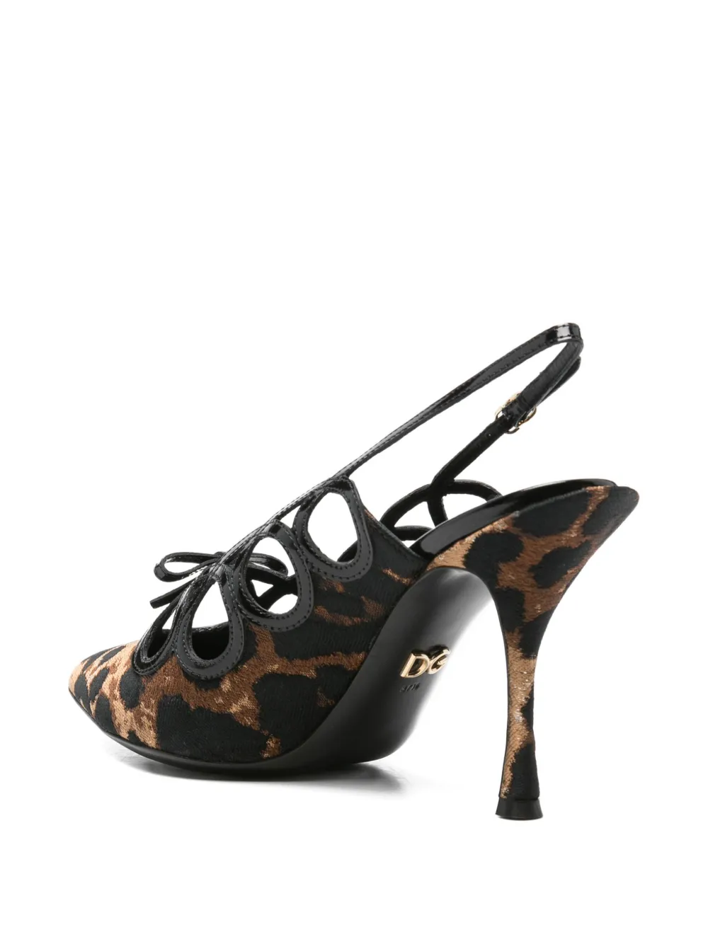 Pre-owned Dolce & Gabbana 100mm Lori Leopard-print Slingback Pumps In Brown