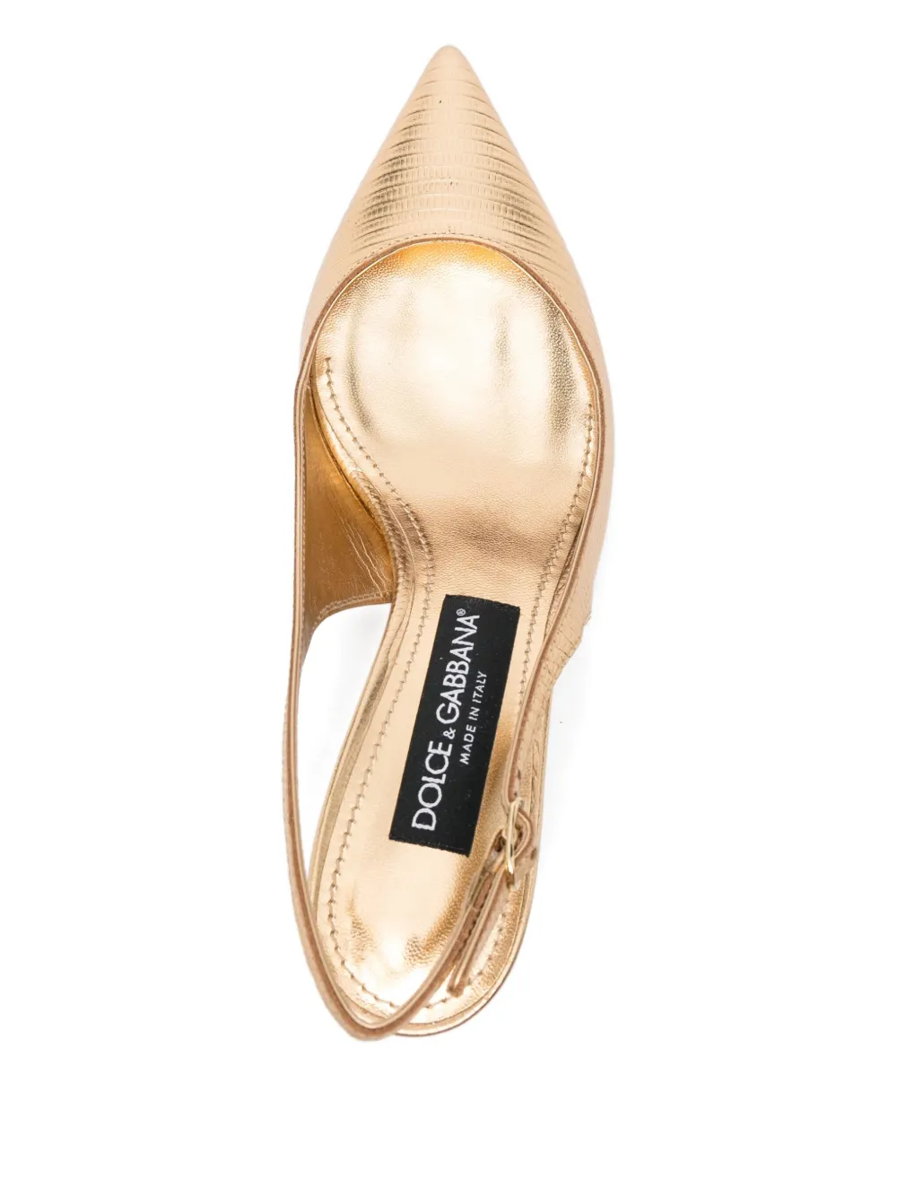 Pre-owned Dolce & Gabbana 70mm Slingback Leather Pumps In Gold