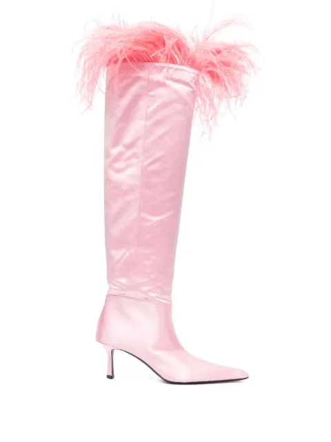 Pre-Owned Alexander Wang 65mm Viola feather-trim knee-high boots