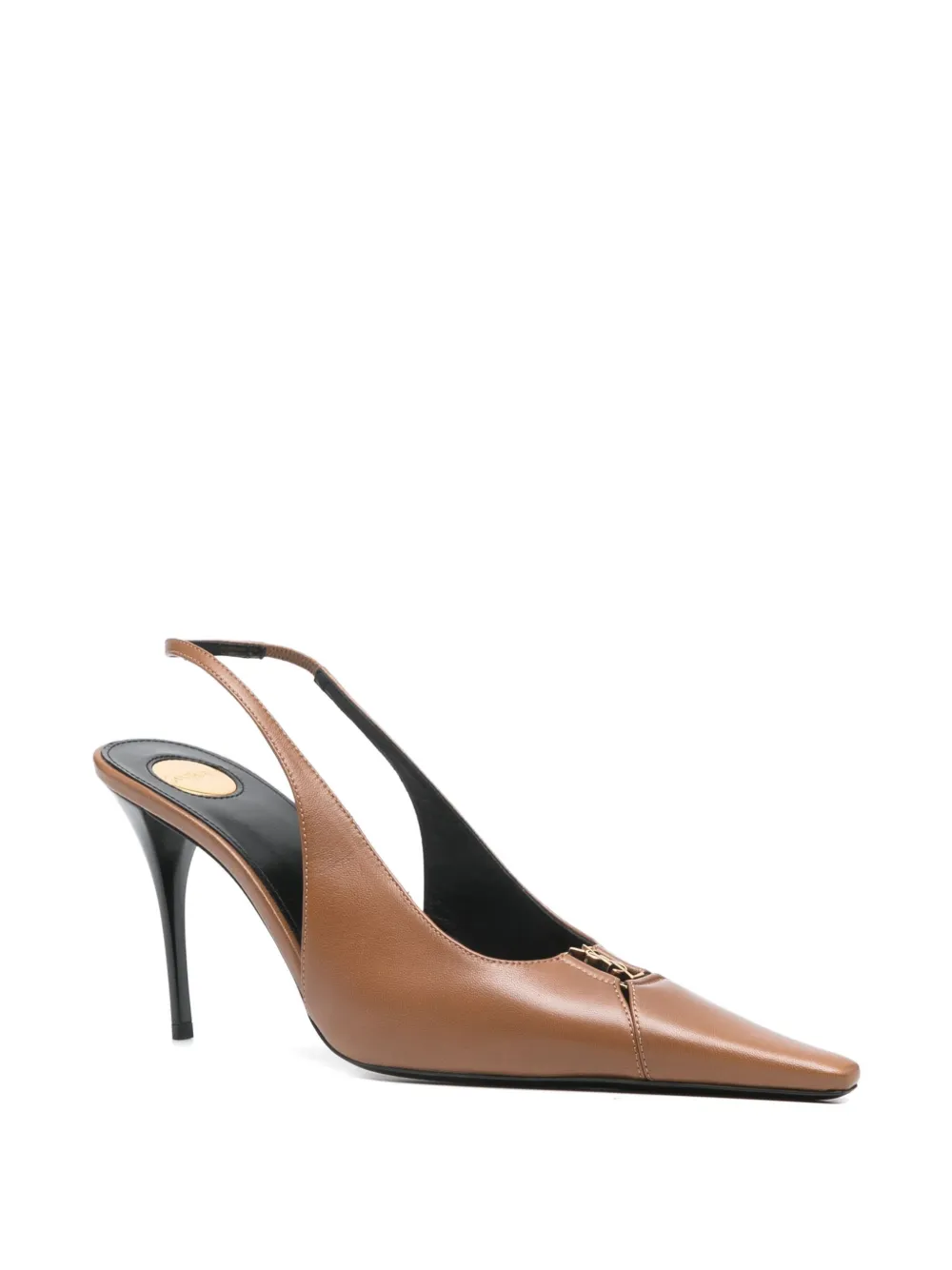 Saint Laurent Pre-Owned 90 mm Babylone slingback pumps met puntige neus - Bruin