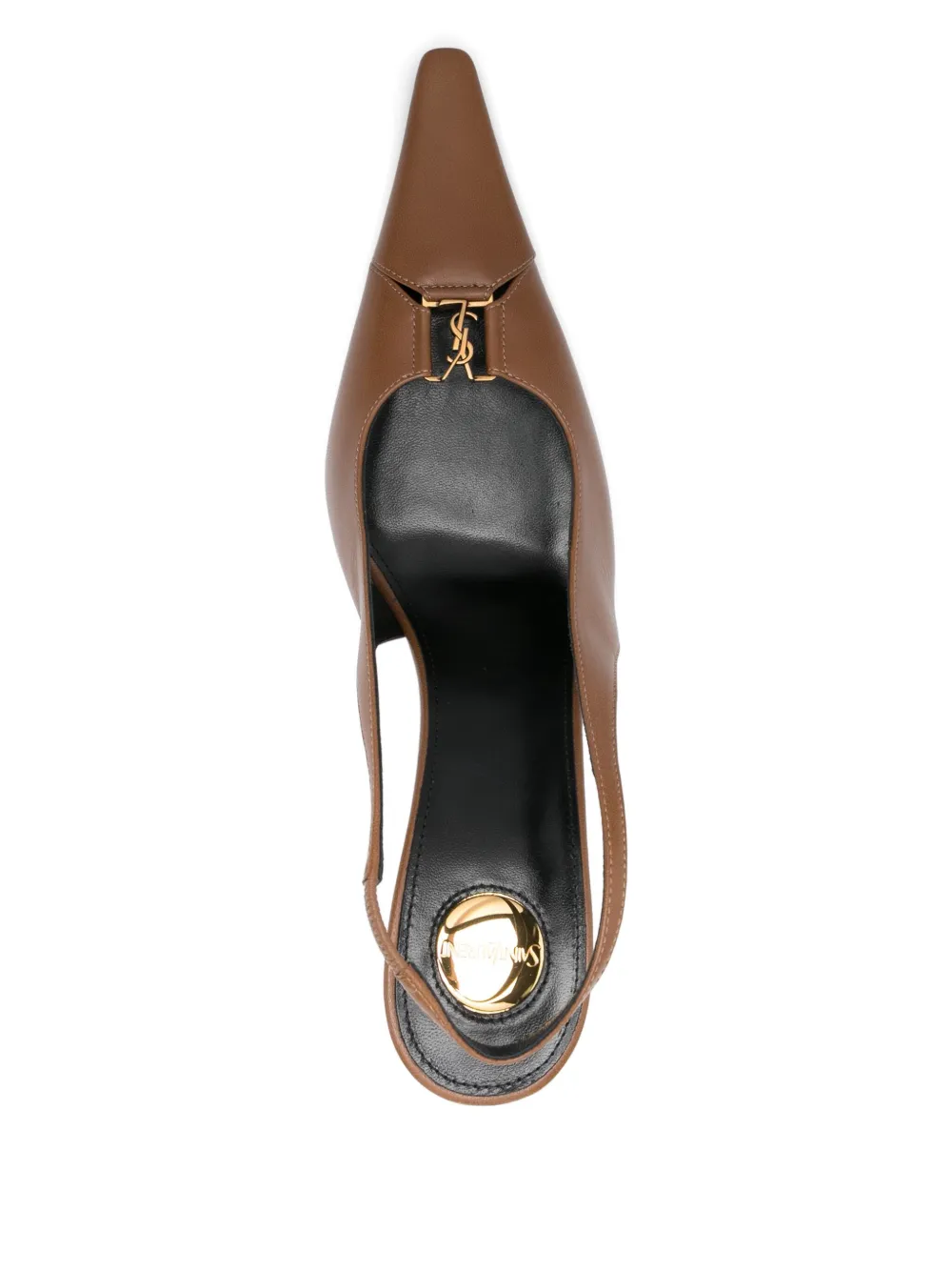Pre-owned Saint Laurent 90mm Babylone Slingback Pointed-toe Pumps In Brown
