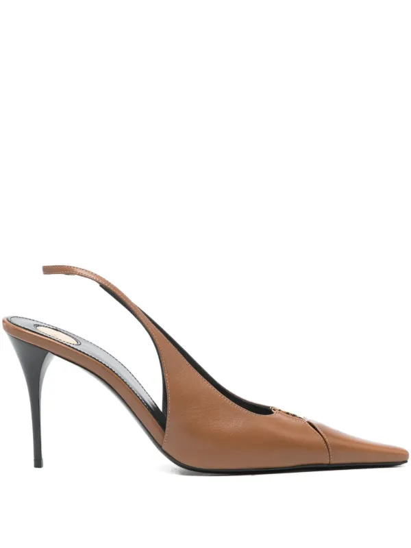 Saint Laurent Pre-Owned 90mm Babylone Slingback pointed-toe Pumps Brown  FARFETCH IN