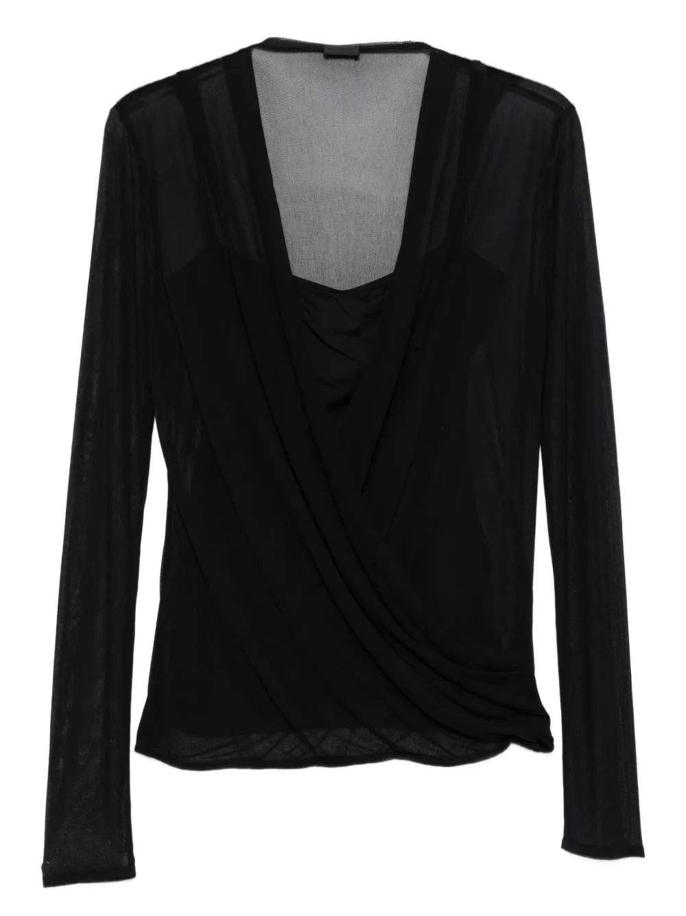 Pre-owned Givenchy Mesh Wrap Blouse In Black