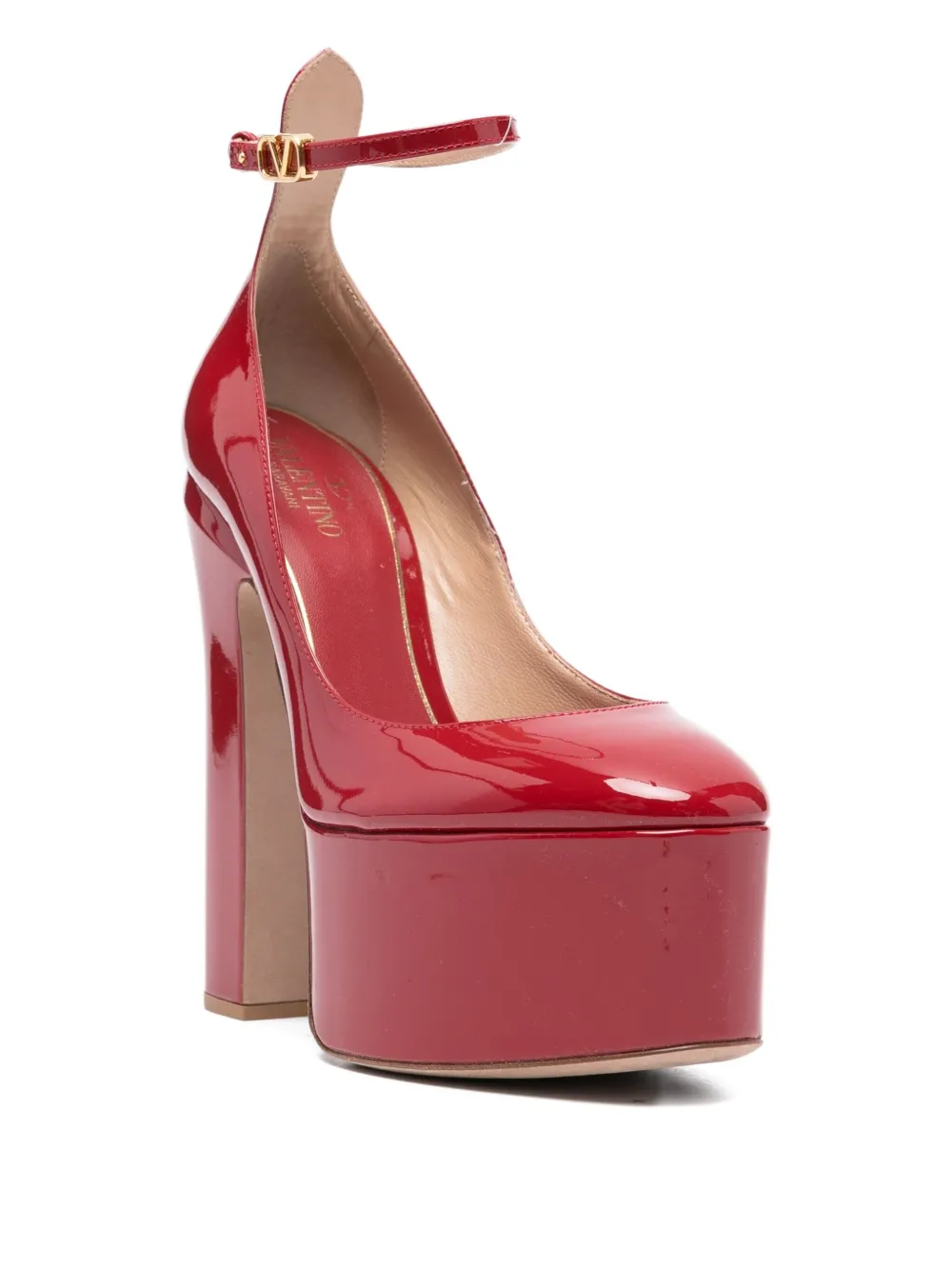 Pre-owned Valentino Garavani 155mm Tan-go Platform Pumps In Red