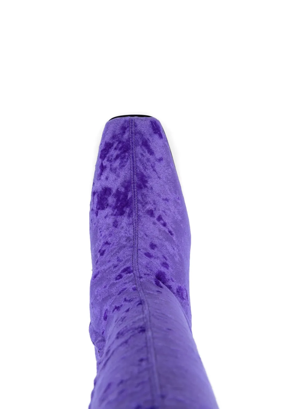 Pre-owned Stella Mccartney 105mm Velour Knee-high Boots In Purple