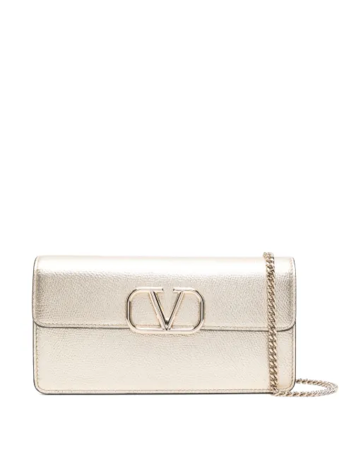 Valentino Garavani Pre-Owned logo-plaque metallic-effect clutch bag