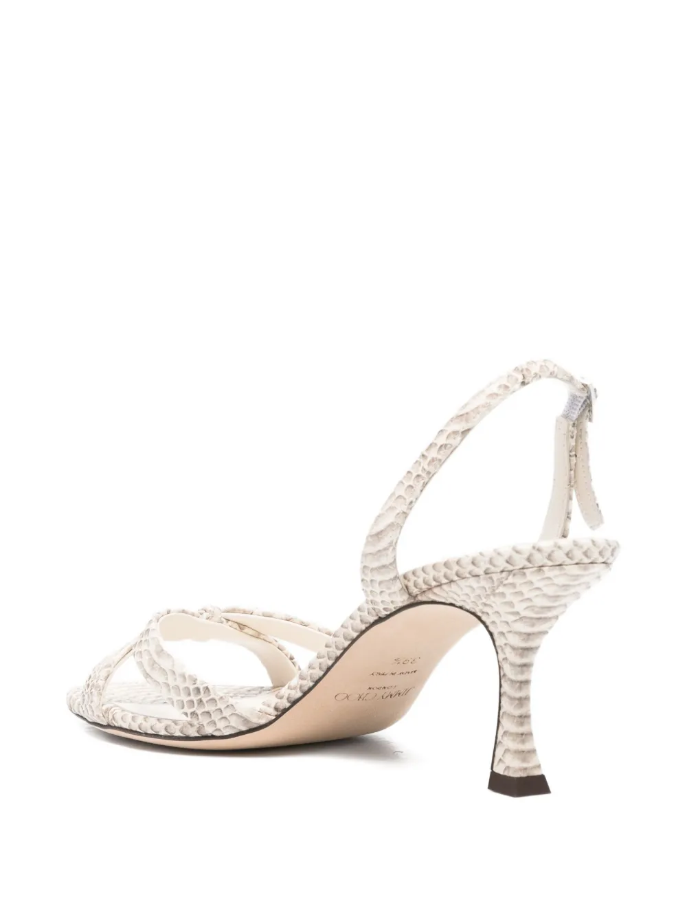 Pre-owned Jimmy Choo 65mm Elsy Sandals In Neutral