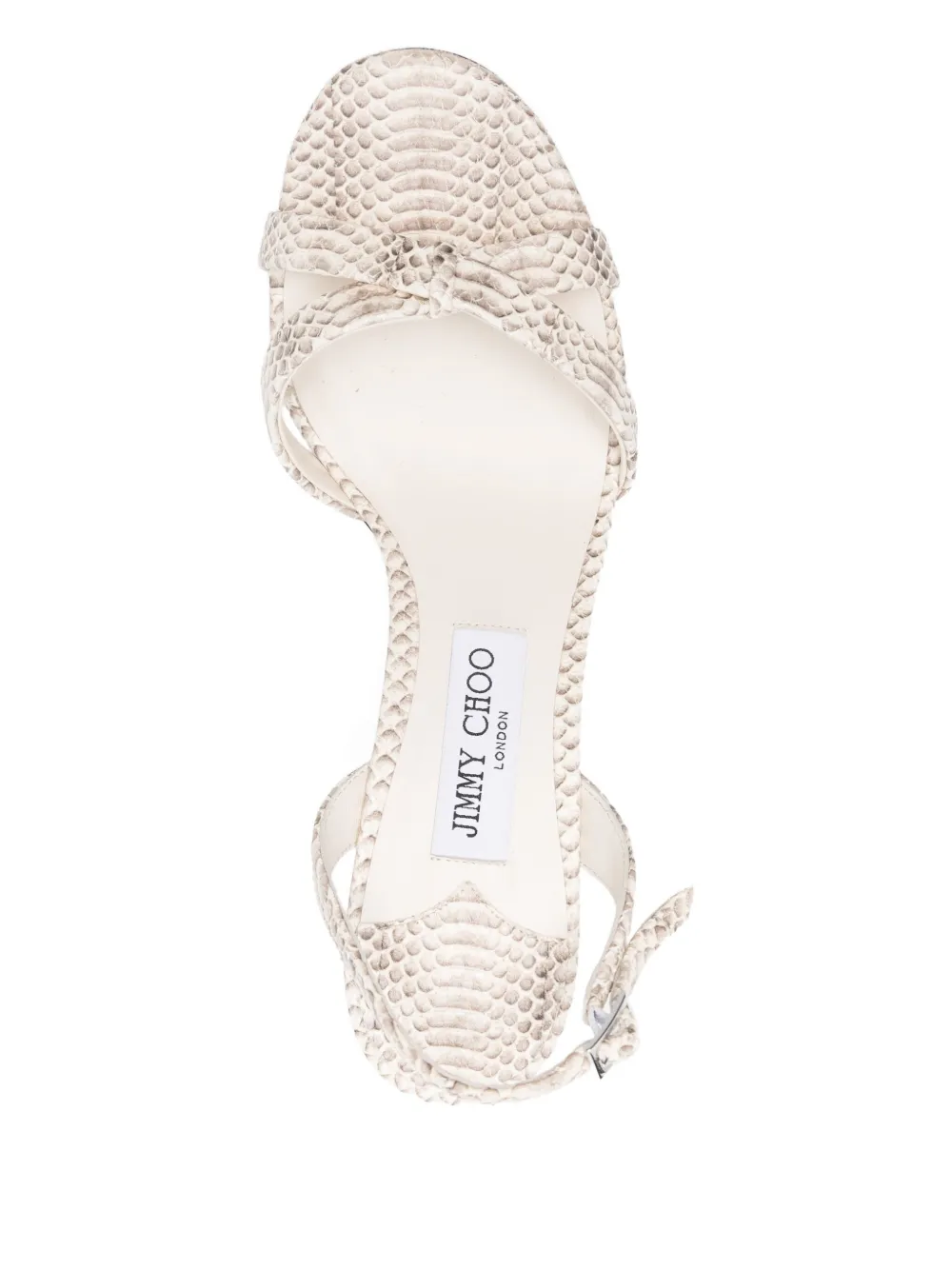 Pre-owned Jimmy Choo 65mm Elsy Sandals In Neutral