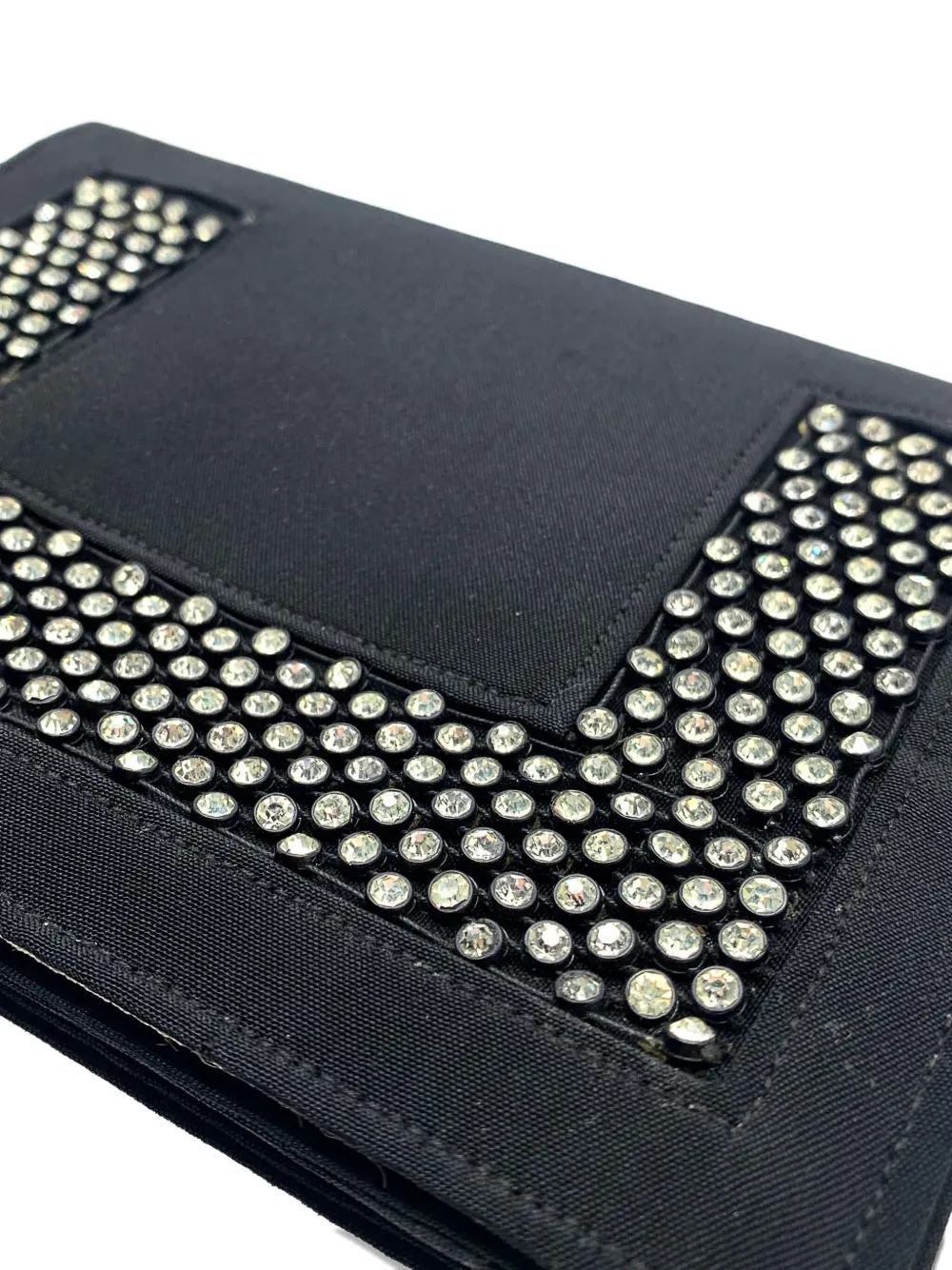 JENNIFER GIBSON JEWELLERY Pre-owned 1930s Rhinestone Silk Clutch Bag In Black