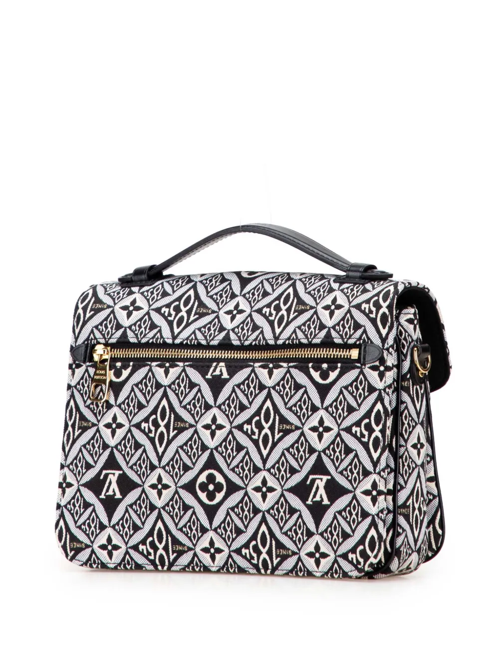 Pre-owned Louis Vuitton 2021 Monogram Jacquard Since 1854 Pochette Metis Satchel In Black