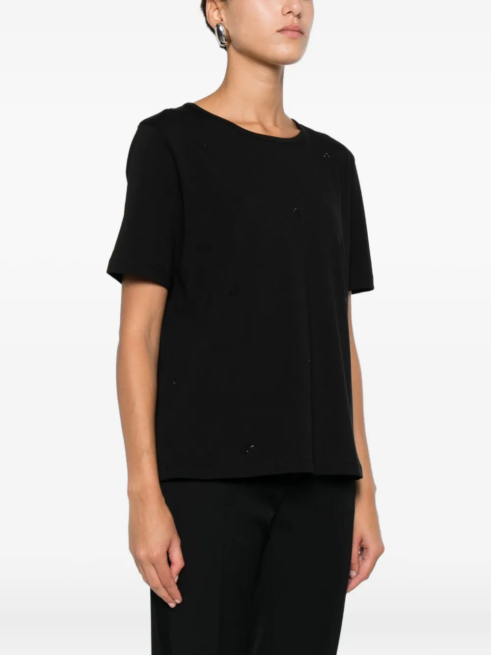 Herno T-shirt verfraaid met stras Zwart