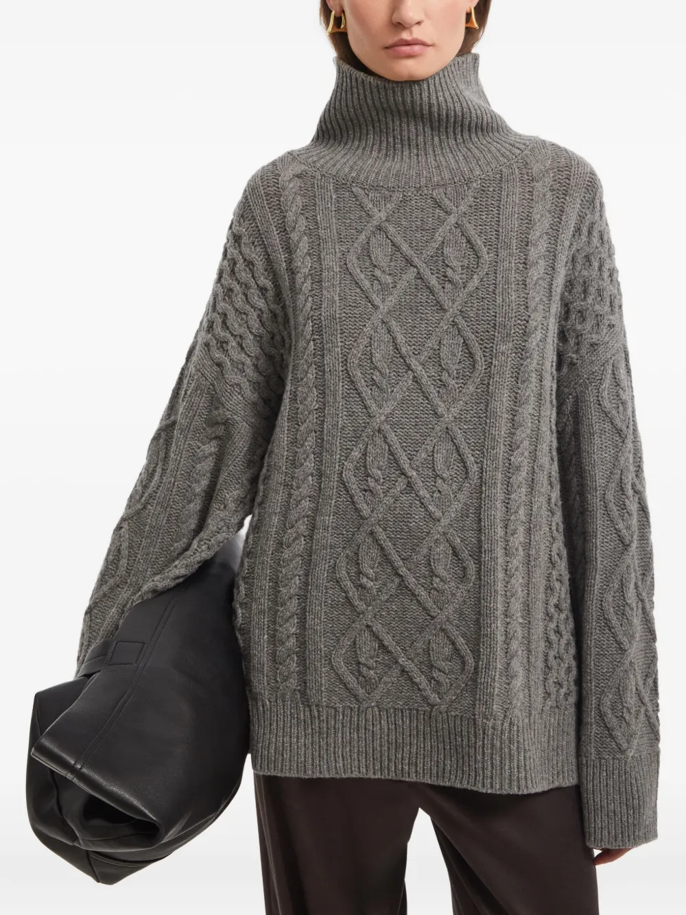 Aeron Cable-knit Turtleneck Sweater In Gray
