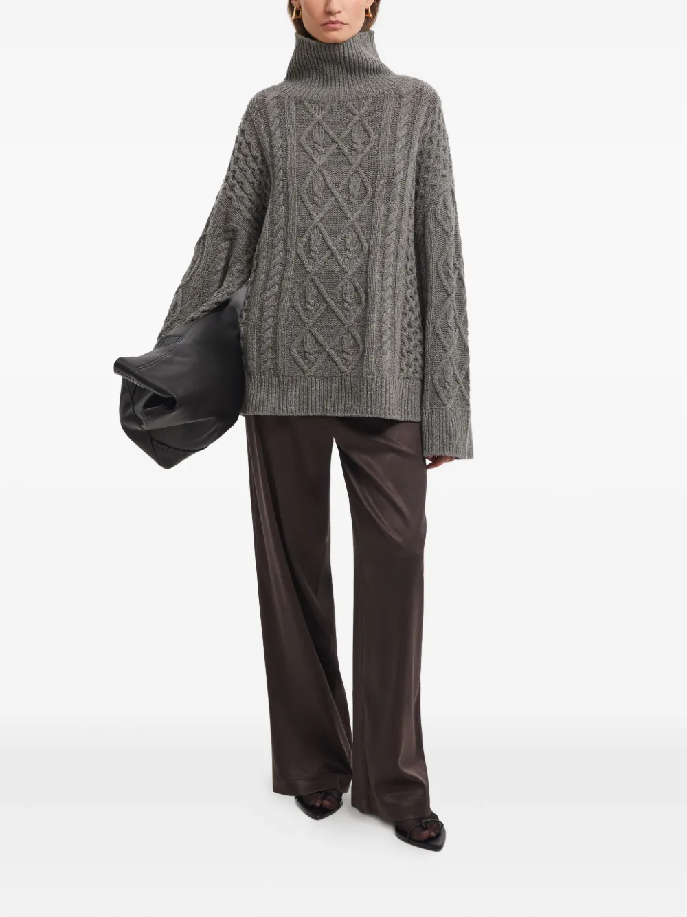 Aeron Cable-knit Turtleneck Sweater In Gray