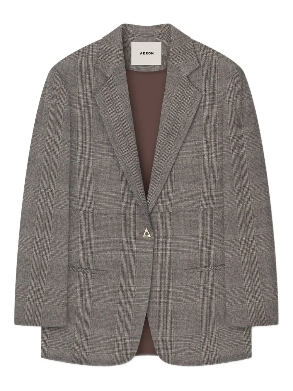 AERON checked single-breasted blazer | Grey | Image 1