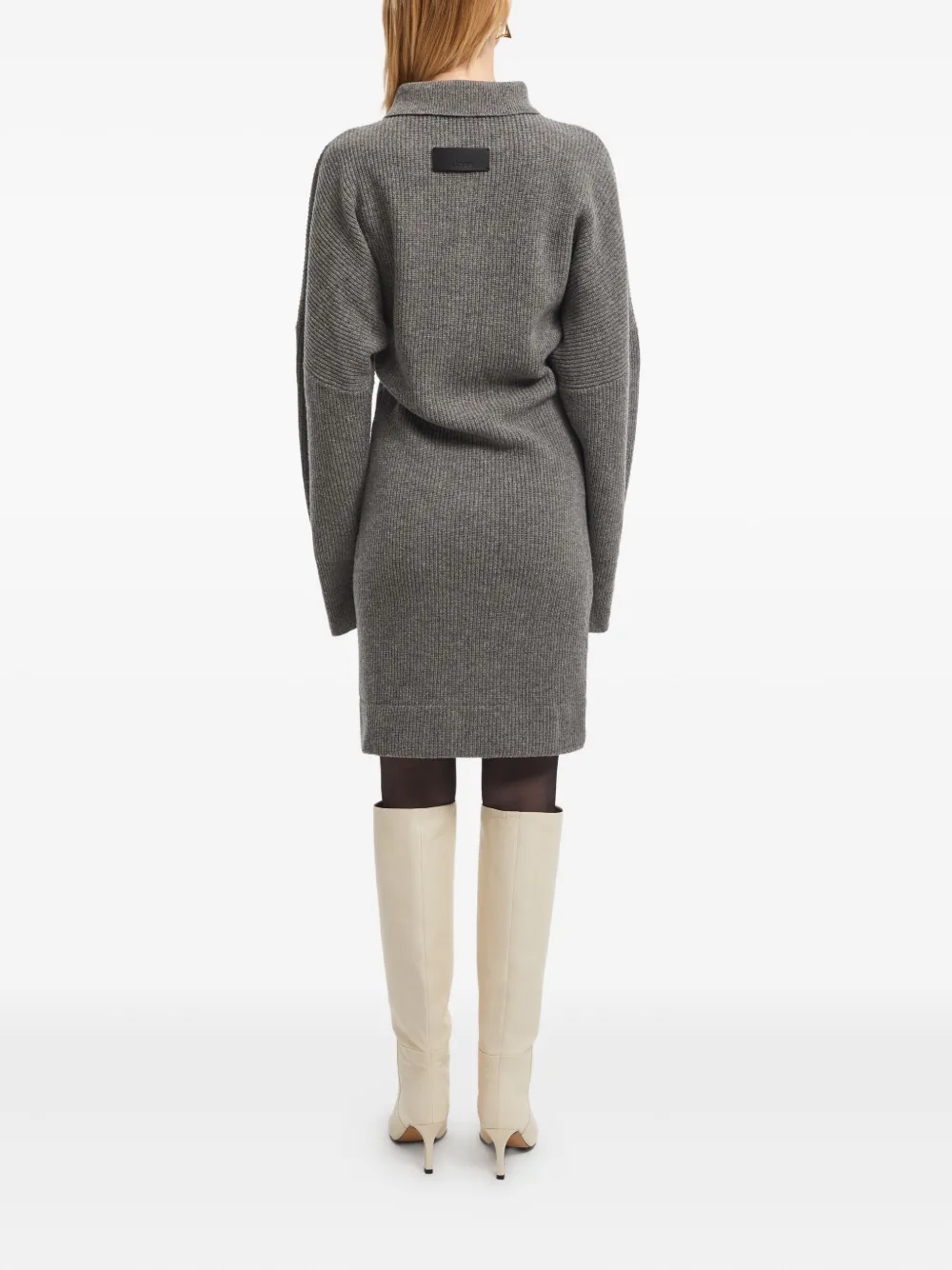AERON Geribbelde mini-jurk met polokraag Grijs