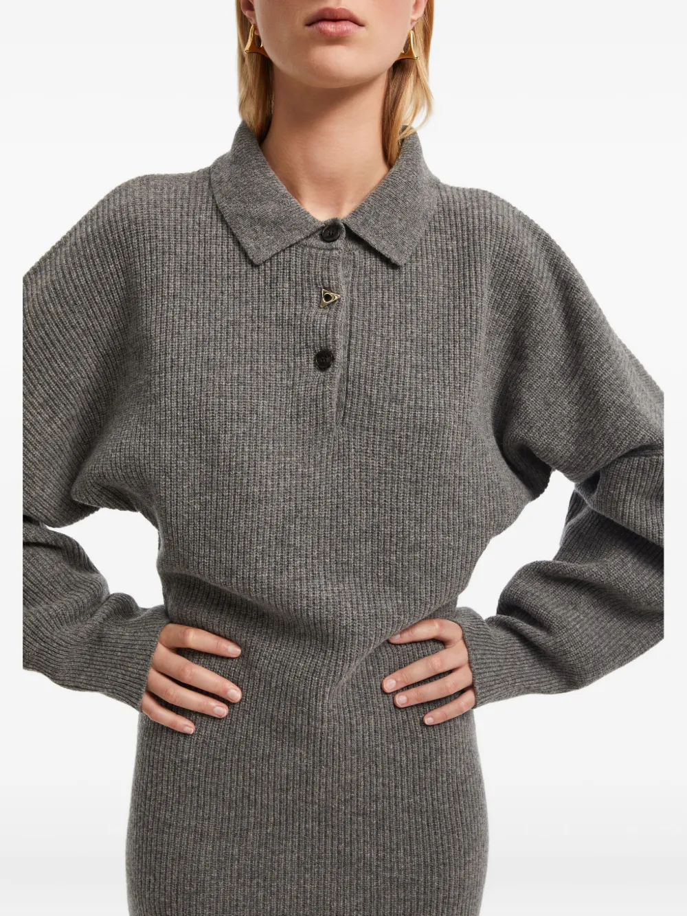 AERON Geribbelde mini-jurk met polokraag Grijs