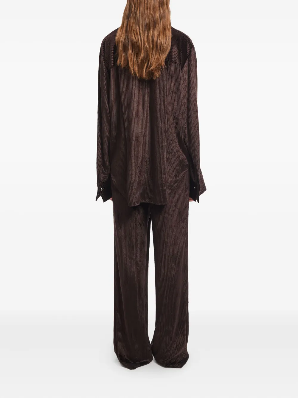 AERON Ribfluwelen blouse Bruin