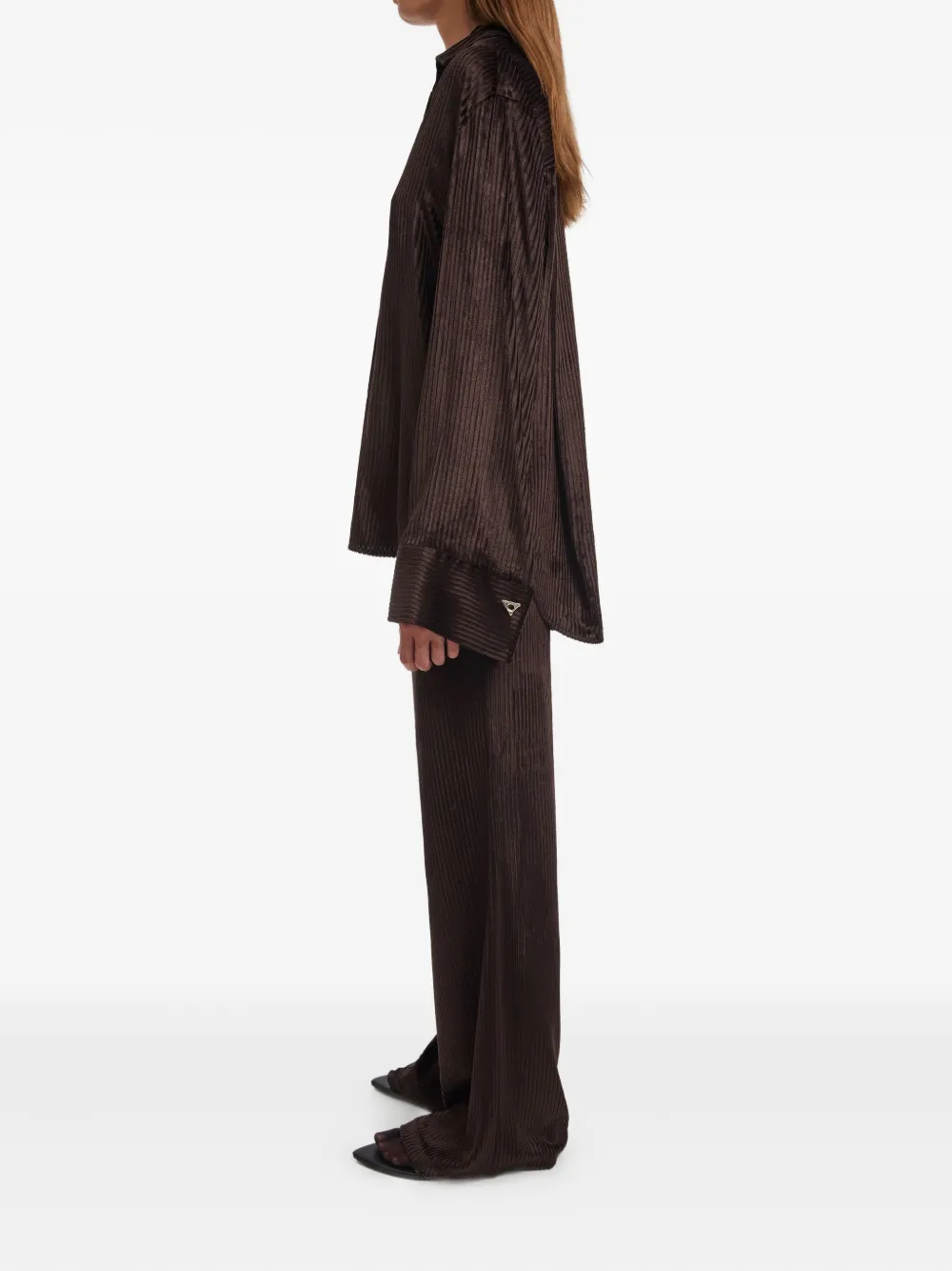 AERON Ribfluwelen blouse Bruin