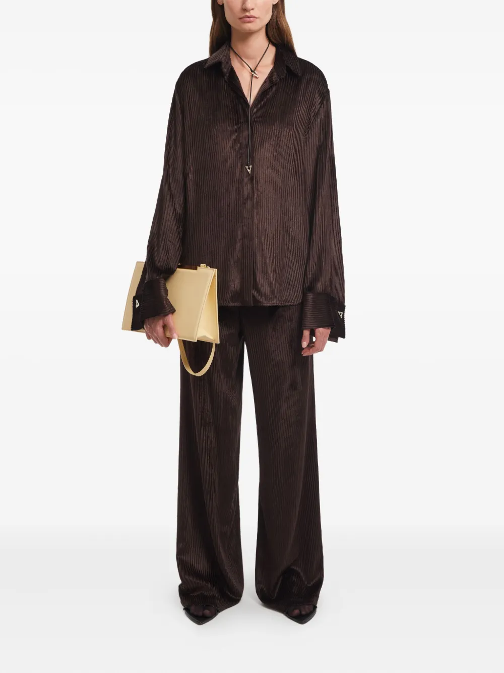 AERON Ribfluwelen blouse - Bruin